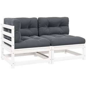 vidaXL 2-delige Loungeset met kussens massief grenenhout wit