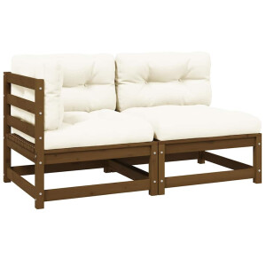 vidaXL 2-delige Loungeset met kussens grenenhout honingbruin