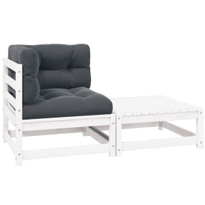 vidaXL 2-delige Loungeset met kussens massief grenenhout wit