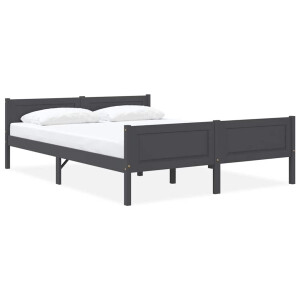 vidaXL Bedframe massief grenenhout grijs 160x200 cm