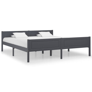 vidaXL Bedframe massief grenenhout grijs 180x200 cm