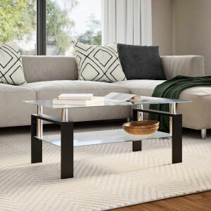 vidaXL Salontafel 95x55x40 cm gehard glas transparant en grijs