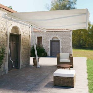 vidaXL Handmatige Zonnescherm 6 x 3,5 m Crèmekleurig 100% Polyester
