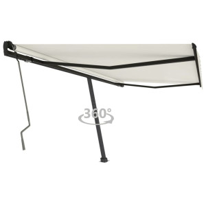 vidaXL Luifel vrijstaand handmatig uittrekbaar 450x350 cm crèmekleurig