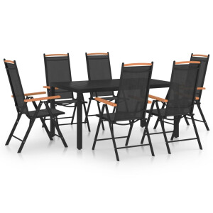 vidaXL 7-delige Tuinset aluminium zwart