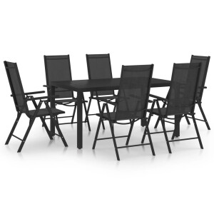 vidaXL 7-delige Tuinset aluminium zwart