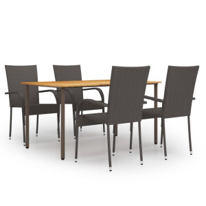 vidaXL 5-delige Tuinset poly rattan bruin