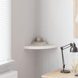 vidaXL Hoekwandschap 35x35x3,8 cm MDF eikenkleurig en wit