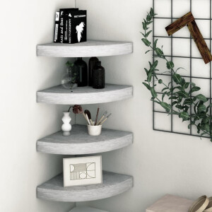 vidaXL Hoekwandschappen 4 st 35x35x3,8 cm MDF betongrijs