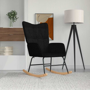 vidaXL Schommelstoel stof zwart