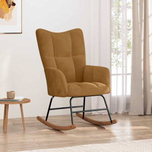 vidaXL Schommelstoel fluweel bruin
