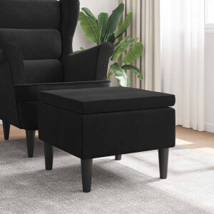 vidaXL Kruk met houten poten fluweel zwart