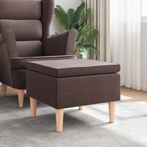 vidaXL Kruk met houten poten stof donkerbruin