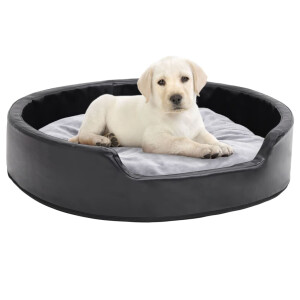 vidaXL Hondenmand 79x70x19 cm pluche en kunstleer zwart en grijs
