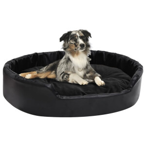vidaXL Hondenmand 90x79x20 cm pluche en kunstleer zwart