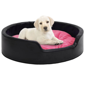 vidaXL Hondenmand 99x89x21 cm pluche en kunstleer zwart en roze