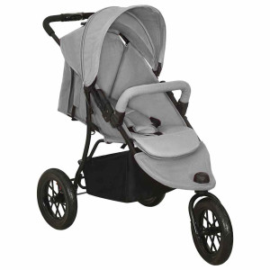 vidaXL Kinderwagen staal lichtgrijs