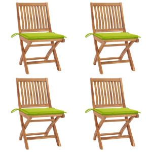 vidaXL Tuinstoelen 4 st inklapbaar met kussens massief teakhout