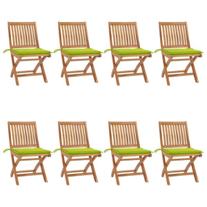 vidaXL Tuinstoelen 8 st inklapbaar met kussens massief teakhout