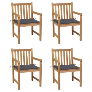 vidaXL Tuinstoelen 4 st met antracietkleurige kussens massief teakhout