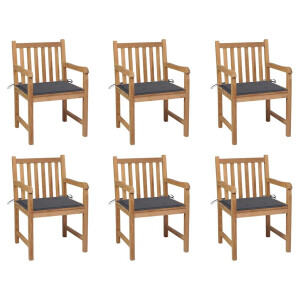 vidaXL Tuinstoelen 6 st met antracietkleurige kussens massief teakhout