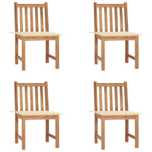 vidaXL Tuinstoelen 4 st met kussens massief teakhout
