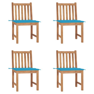 vidaXL Tuinstoelen 4 st met kussens massief teakhout