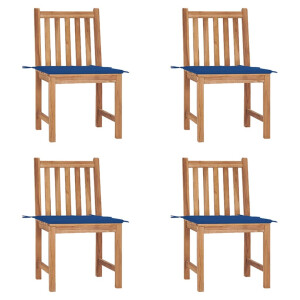 vidaXL Tuinstoelen 4 st met kussens massief teakhout