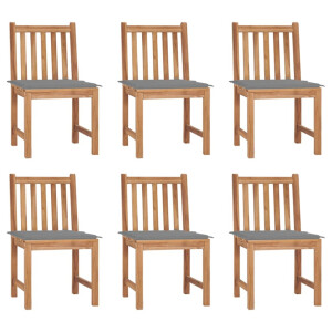 vidaXL Tuinstoelen 6 st met kussens massief teakhout