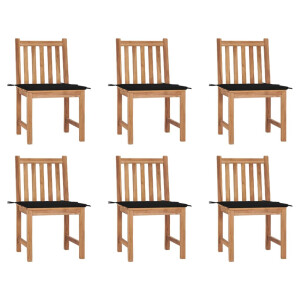 vidaXL Tuinstoelen 6 st met kussens massief teakhout