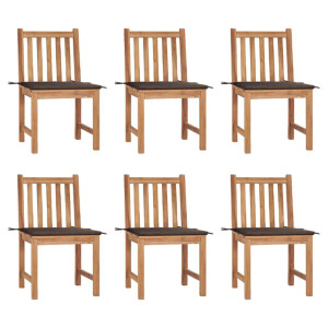 vidaXL Tuinstoelen 6 st met kussens massief teakhout