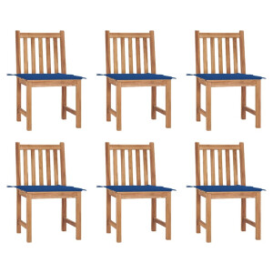 vidaXL Tuinstoelen 6 st met kussens massief teakhout