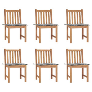 vidaXL Tuinstoelen 6 st met kussens massief teakhout