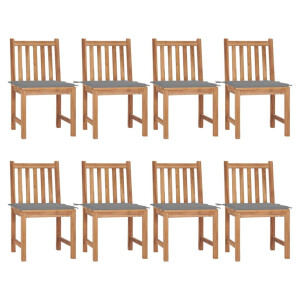 vidaXL Tuinstoelen 8 st met kussens massief teakhout