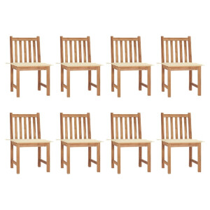 vidaXL Tuinstoelen 8 st met kussens massief teakhout