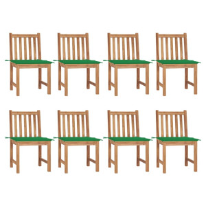 vidaXL Tuinstoelen 8 st met kussens massief teakhout