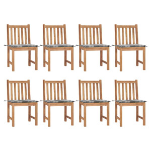 vidaXL Tuinstoelen 8 st met kussens massief teakhout