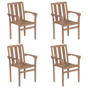 vidaXL Tuinstoelen 4 st stapelbaar massief teakhout