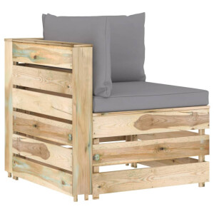 vidaXL Hoekbank sectioneel met <a title="kussens vergelijken" href="https://furn.nl/kussens">kussens</a> groen geïmpregneerd hout