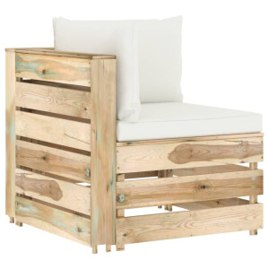 vidaXL Hoekbank sectioneel met <a title="kussens vergelijken" href="https://furn.nl/kussens">kussens</a> groen geïmpregneerd hout