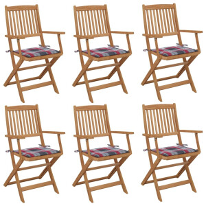 vidaXL Tuinstoelen 6 st inklapbaar met kussens massief acaciahout