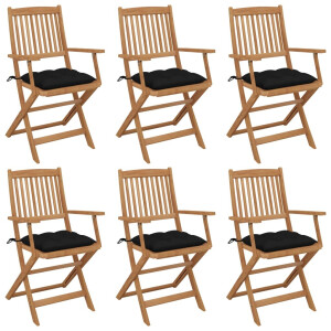 vidaXL Tuinstoelen 6 st inklapbaar met kussens massief acaciahout