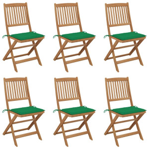 vidaXL Tuinstoelen 6 st inklapbaar met kussens massief acaciahout