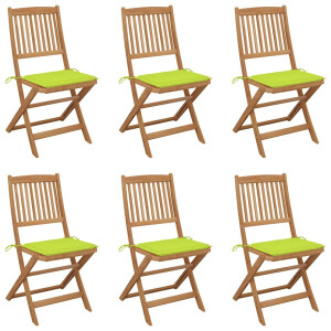 vidaXL Tuinstoelen 6 st inklapbaar met kussens massief acaciahout
