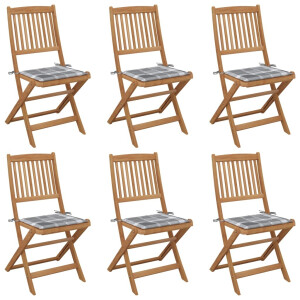vidaXL Tuinstoelen 6 st inklapbaar met kussens massief acaciahout