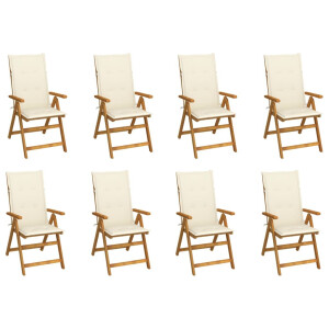 vidaXL Tuinstoelen 8 st inklapbaar met kussens massief acaciahout