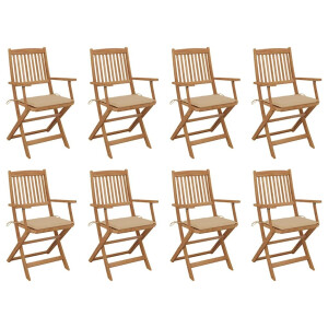 vidaXL Tuinstoelen 8 st inklapbaar met kussens massief acaciahout