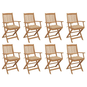 vidaXL Tuinstoelen 8 st inklapbaar met kussens massief acaciahout