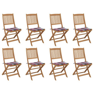 vidaXL Tuinstoelen 8 st inklapbaar met kussens massief acaciahout