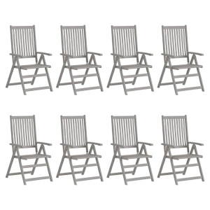 vidaXL Tuinstoelen 8 st verstelbaar massief acaciahout grijs